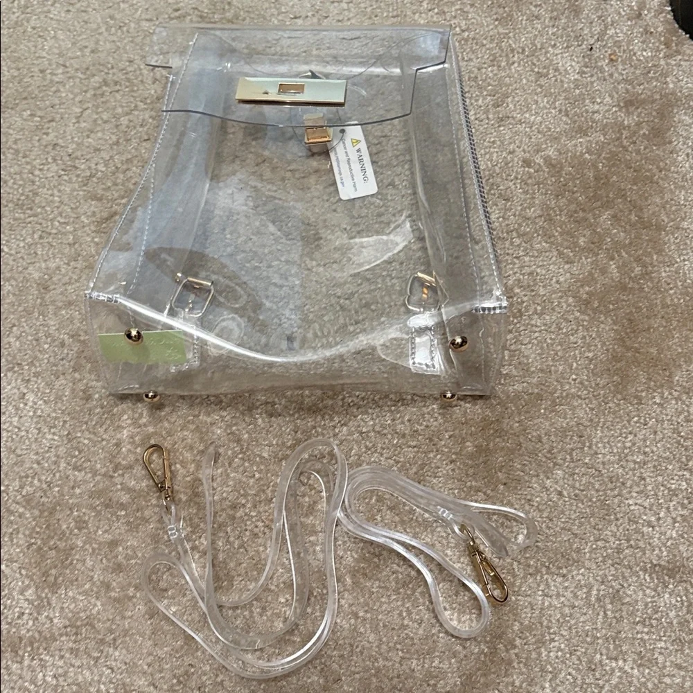 Transparent Clear Handbag with Gold Accents - Picture 3 of 3